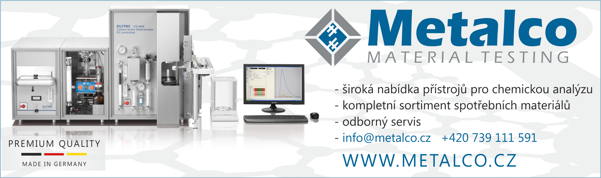 Metalco Testing dodává Analyzátory ELTRA do ĆR a SR